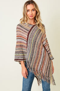 Rainbow Knit Poncho Sweater