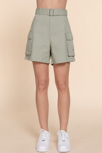 Stretch Belted Cargo Shorts
