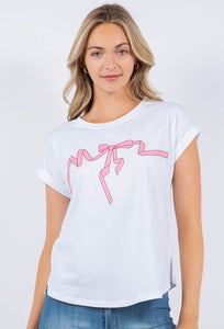 Pink Bow Spandex Cotton T-Shirt