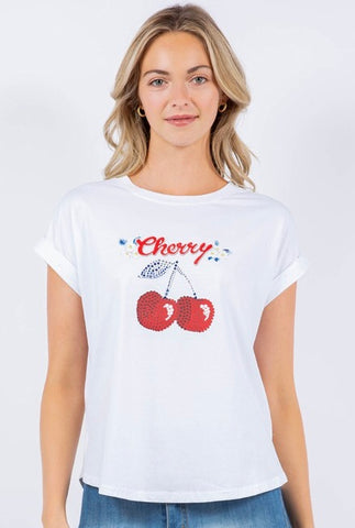 Sparkle Cherry Spandex Cotton T-Shirt