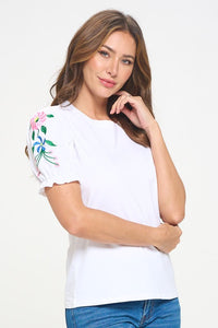 Embroidered Floral Shoulder Top