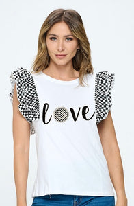 Love Double Checker Sleeve Top