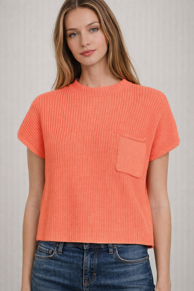 100% Cotton Mock Neck Short Sleeve Knit Top