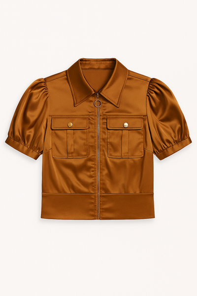 Satin Cropped Blouse Jacket