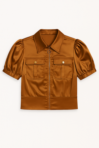 Satin Cropped Blouse Jacket