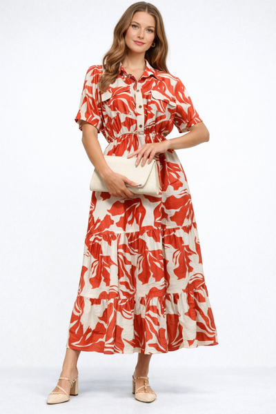 Spring Flowers Button Down Midi Dress