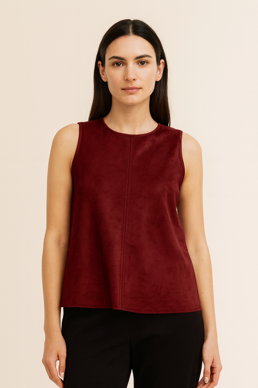 Suede Round Neck Tank Top