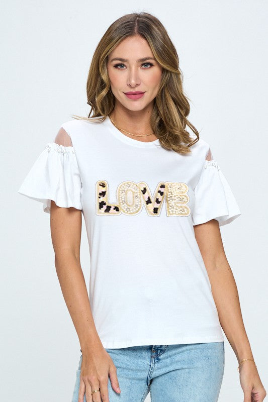 Love T- Shirt Stretch con Manga Olan