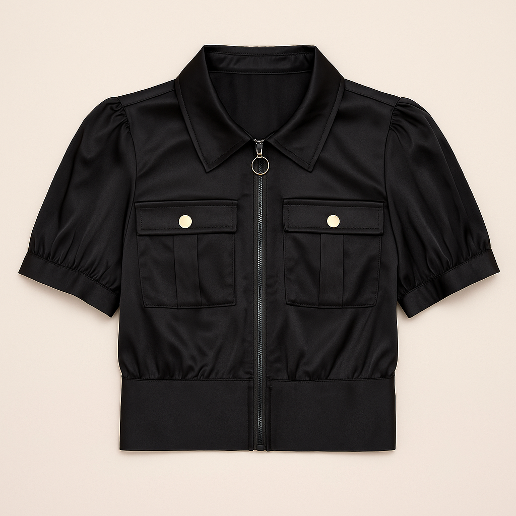 Satin Cropped Blouse Jacket