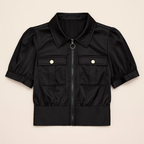 Satin Cropped Blouse Jacket