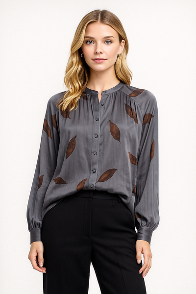 Satin Petal Print Blouse