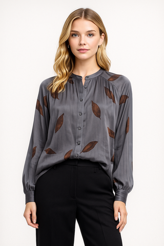 Satin Petal Print Blouse