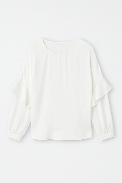 Flowy Satin Blouse With Ruffle Detail