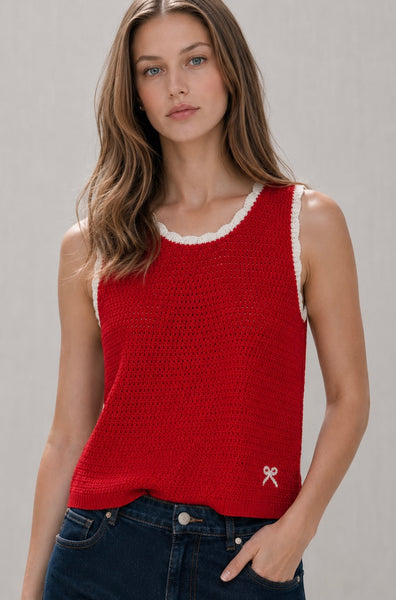Knit Top sin Mangas con Jacquard