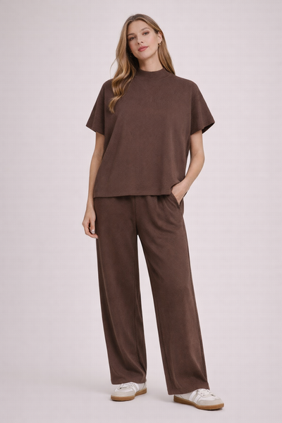 Knit Mock Neck Short Sleeve Boxy Top