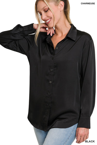 Satin Button Down Shirt