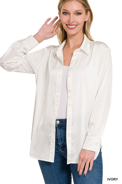 Satin Button Down Shirt