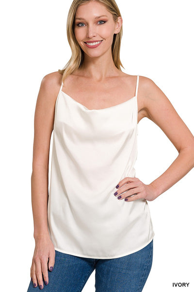 Satin Cowl Neck Cami Top