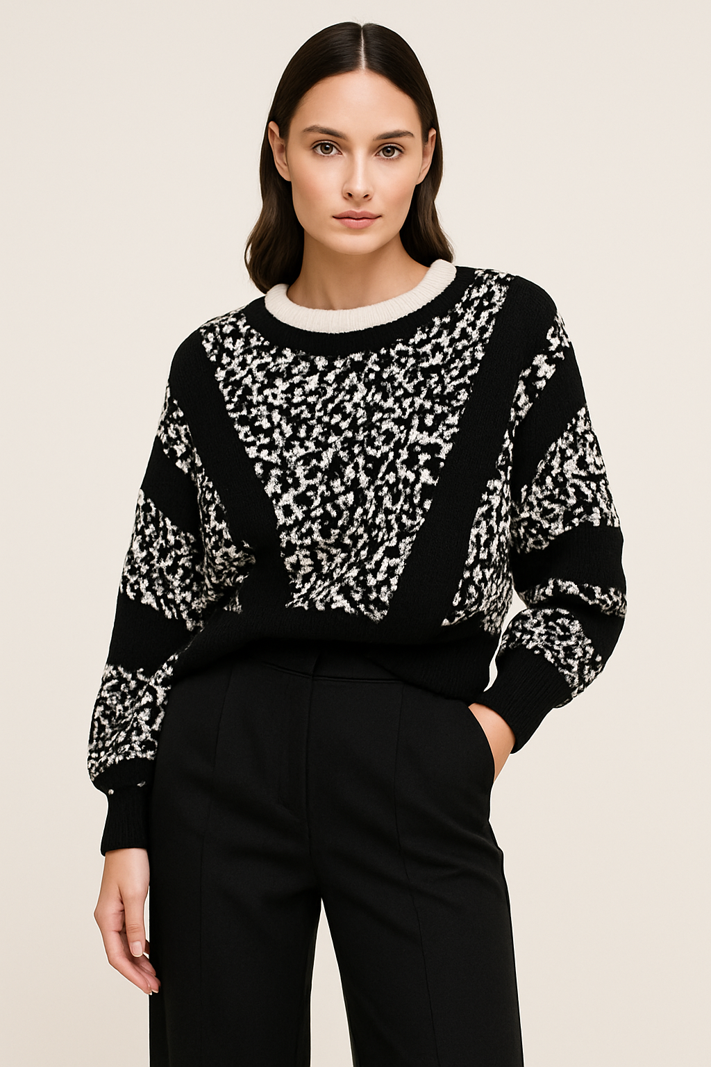 Dolman Sleeve Jacquard Sweater