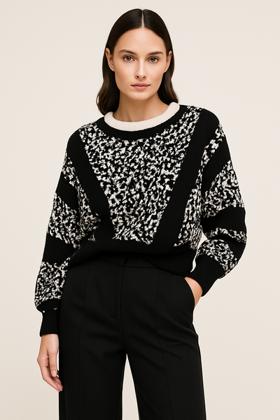 Dolman Sleeve Jacquard Sweater
