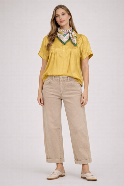 Front Bib Detail Short Sleeve Shirt