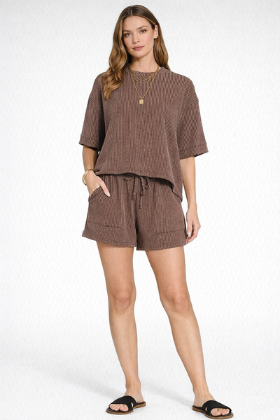 Ribbed Short Sleeve Tee & Shorts Set