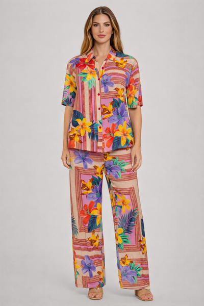 Breathable Floral Print Pants