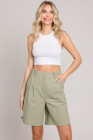 Cotton High Waist Long Shorts