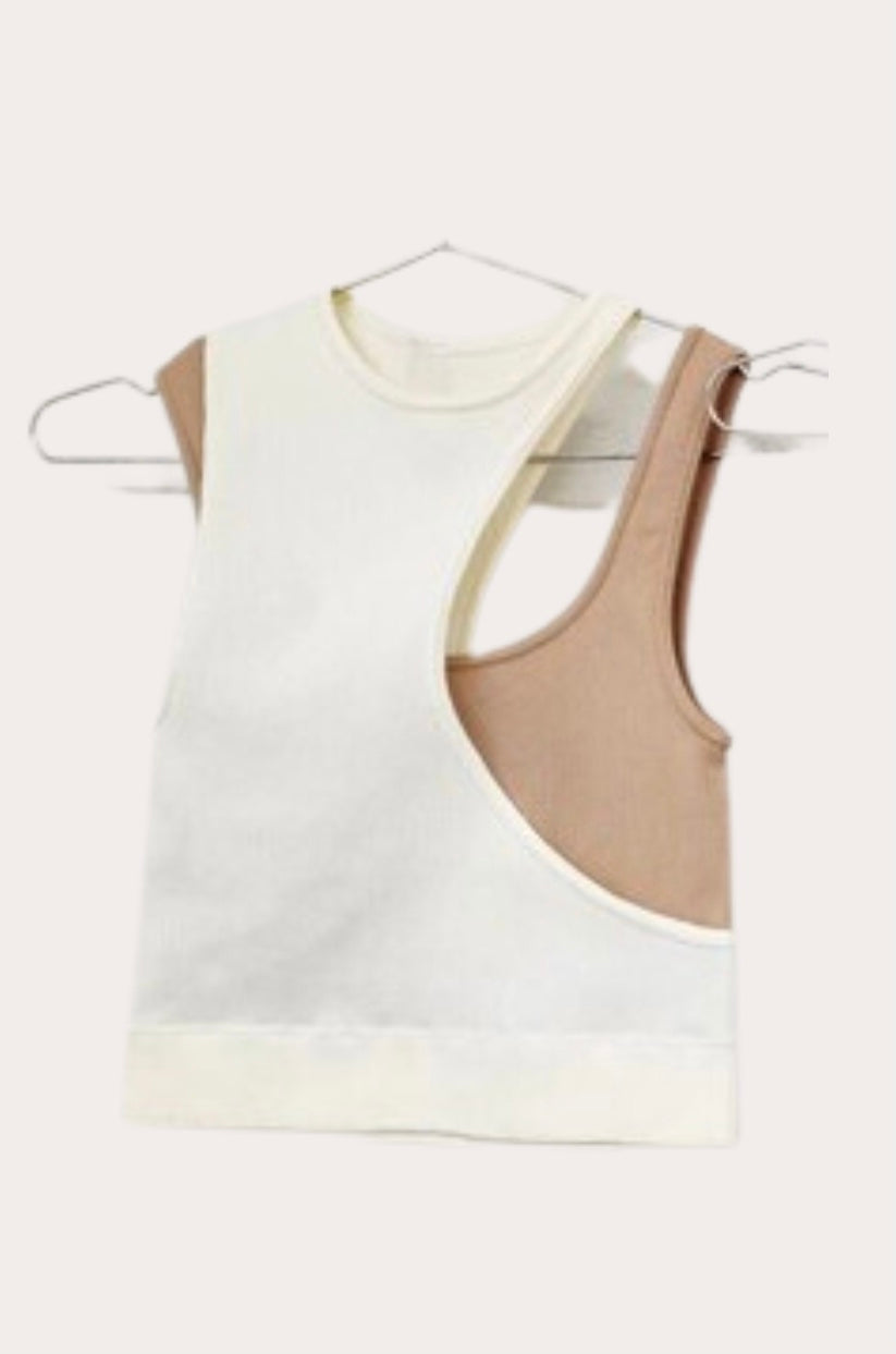 Double layer asymmetric crop Tank