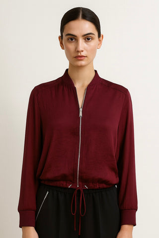 Satin Jacket With Waist Drawstring