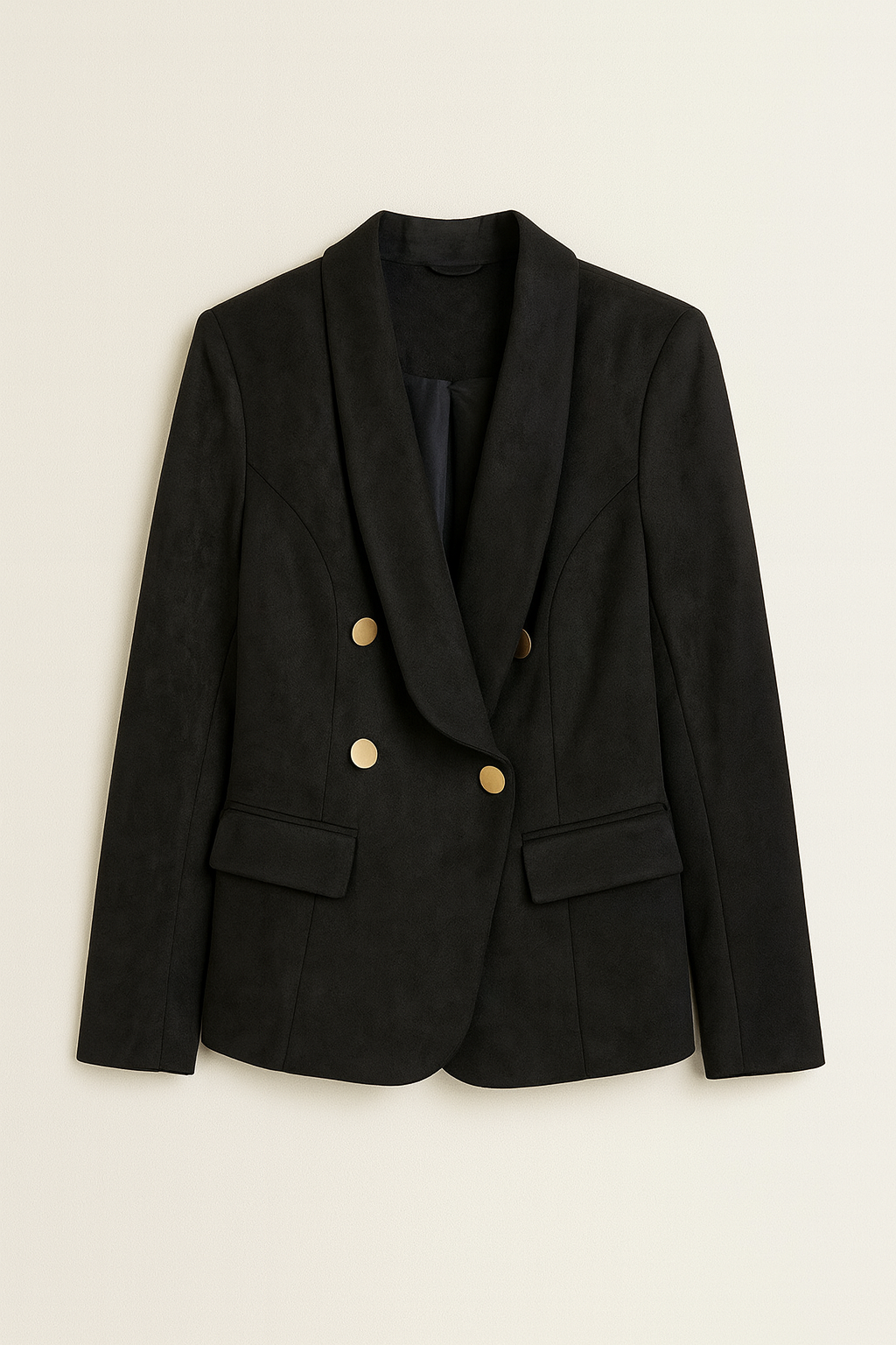 Suede Solid Double Breasted Lapel Jacket