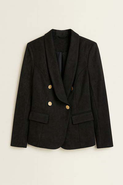 Suede Solid Double Breasted Lapel Jacket
