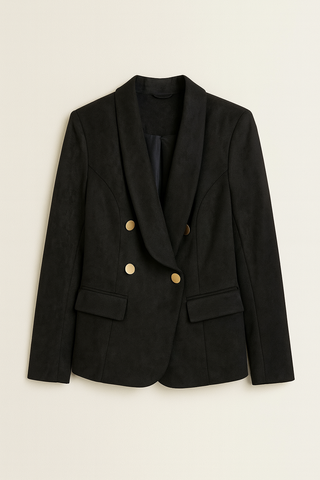 Suede Solid Double Breasted Lapel Jacket