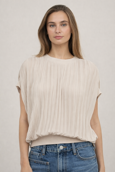 Pleated Dolman Sleeve Blouse