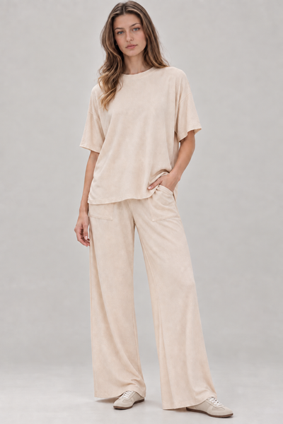 Conjunto de Top y Pantalon de Rayon Acanalado
