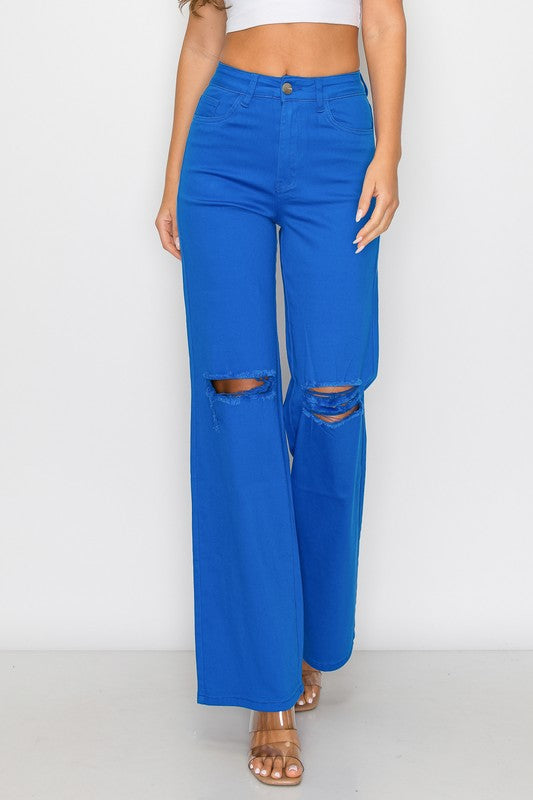 Super Stretch High Rise Wide Leg Jeans