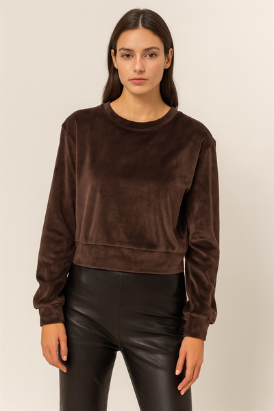 Soft Velvet Solid Sweatshirt