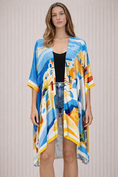 Santorini Horizon Summer Kimono