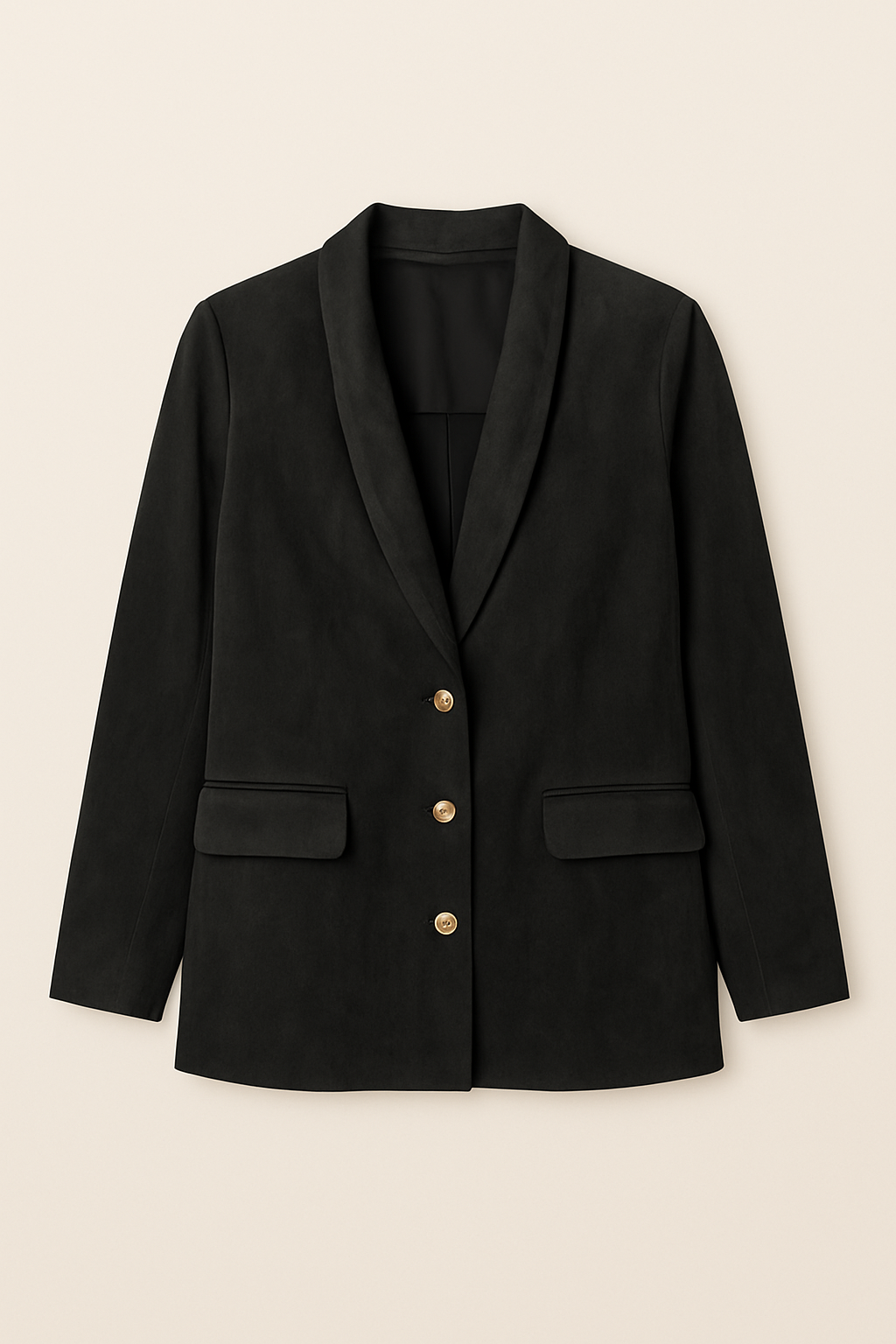 Deep Neck Suede Gold Buttons Blazer