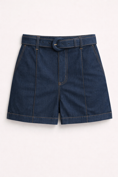 Super Soft Denim Belted Shorts