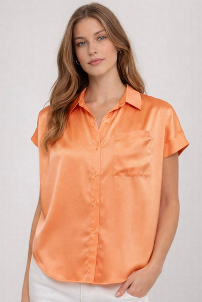 Satin Loose Fit Button Down Shirt