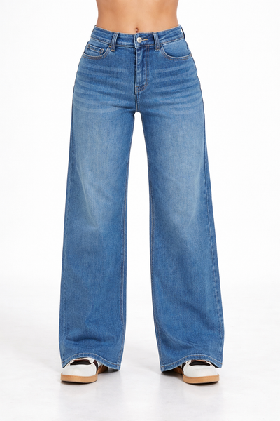 Medium Wash Wideleg Denim Jeans