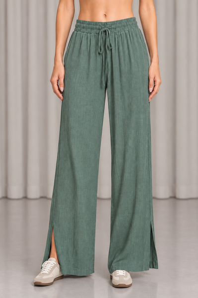 Pantalon de Lino con Cordon Ajustable