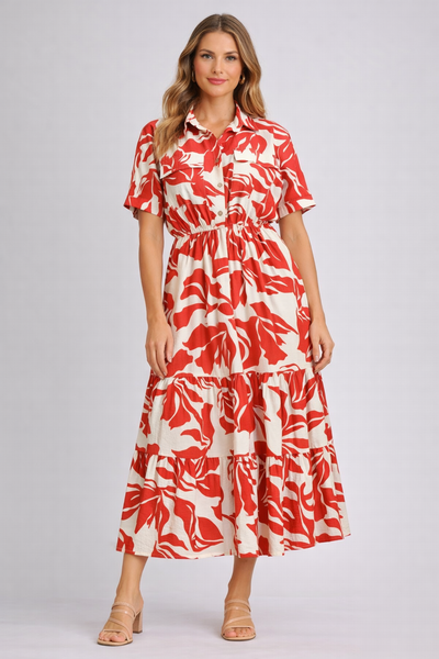 Spring Flowers Button Down Midi Dress