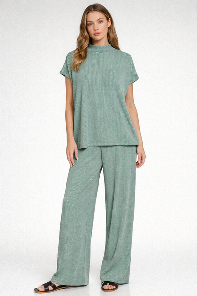 Ribbed Short Sleeve Tee & Pants Set