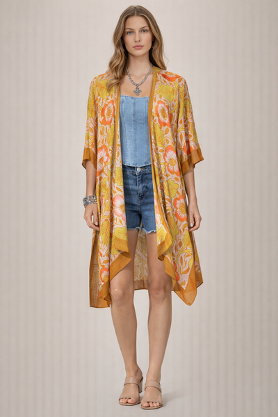 Vintage Floral Print Summer Kimono