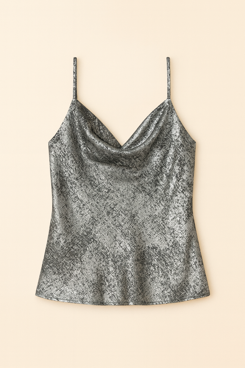 Metallic Shimmer Crepe Cowl Neck Cami Top