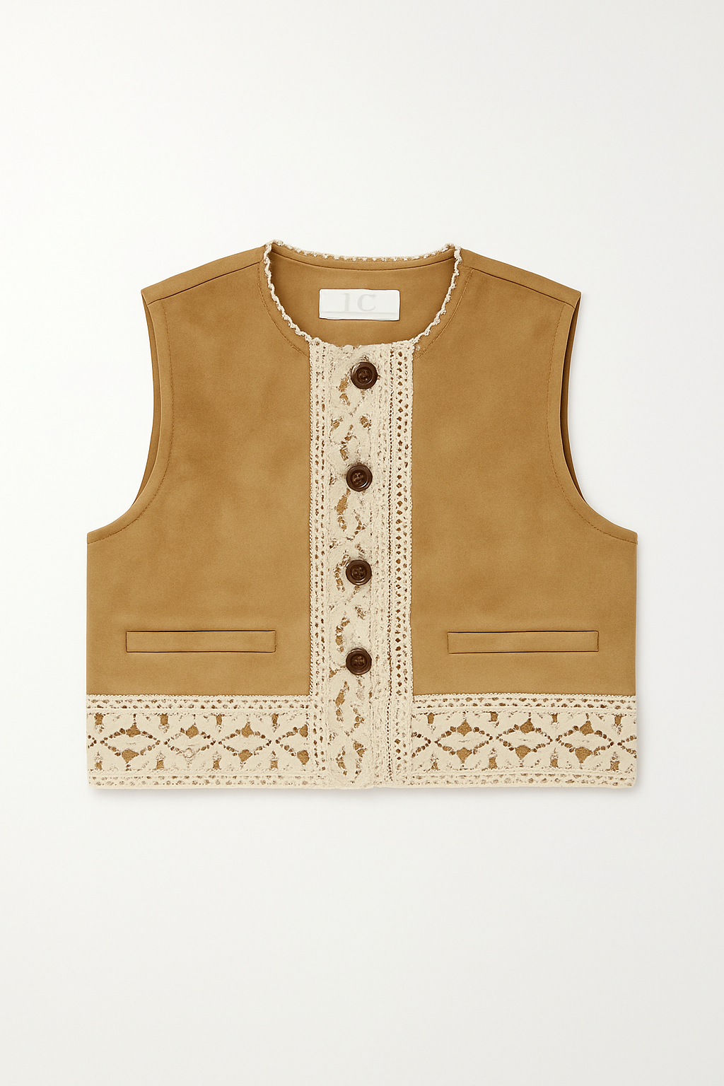 Chaleco Suede y Crochet