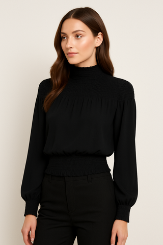 Smocked Shoulders Yoke Blouse
