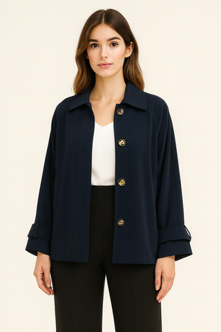 Lost April Front Button Casual Trench Jacket